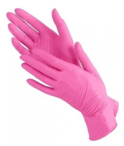 Перчатки нитриловые р-р M BENOVY, розовые, 50 пар