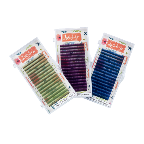 Цветные ресницы Lash&Go микс 0,07/D/7-14 mm &quot;Синий&quot; (16 линий)
