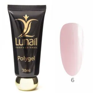 Polygel Lunail - камуфлирующий пудрово-розовый COVER 6, 30 мл