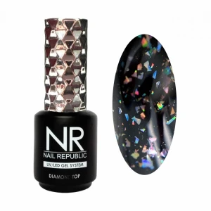 Топ NR DIAMOND TOP №8 с голографическими хлопьями, 15 мл