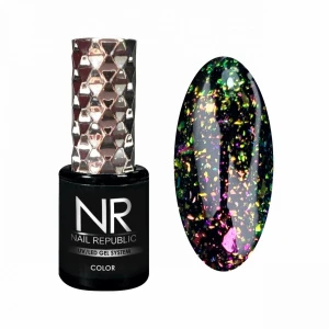 Гель-лак NR GALAXY №1 с хлопьями, Pink-green, 10 мл