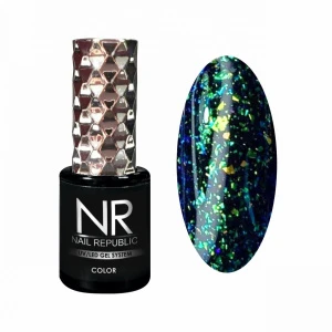 Гель-лак NR GALAXY №2 с хлопьями, Green-blue, 10 мл