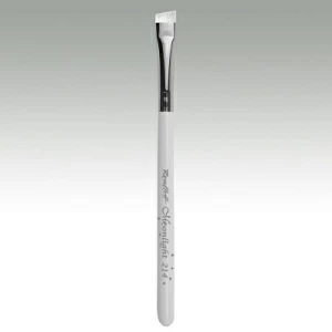 214. Кисть наклонная для бровей и ресниц, для подводки, синтетика белая Moonlight №10