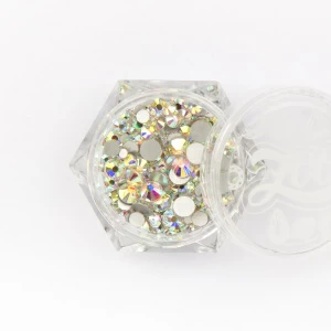 1093 Стразы стеклянные прозрачные АВ голография MIX (микс размеров), 200 шт
