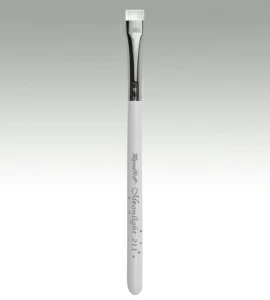 211. Кисть плоская укороченная для бровей и ресниц, для подводки, синтетика белая Moonlight №10