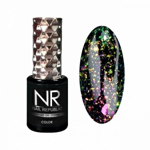 Гель-лак NR GALAXY №1 с хлопьями, Pink-green, 10 мл