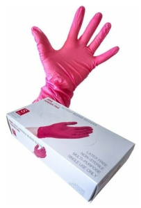 Wally Plastic Перчатки нитри-винил, р-р M, розовые, 50 пар