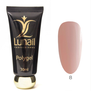 Polygel Lunail - камуфлирующий бледно-каштановый COVER 8, 30 мл