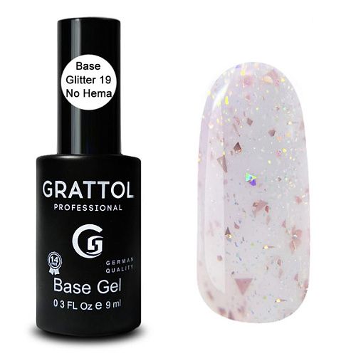 Grattol Rubber Base Glitter 19, 9 мл