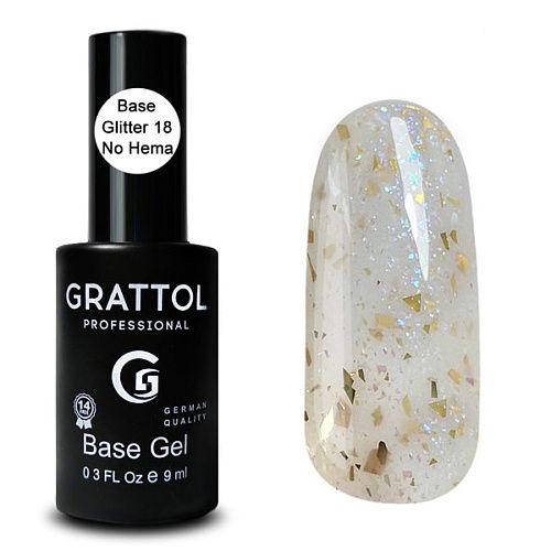 Grattol Rubber Base Glitter 18, 9 мл