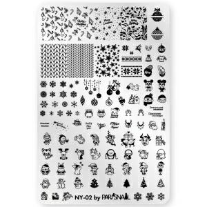 Новогодняя пластина для стемпинга NY-02 (9.5*14.5) ParisNail