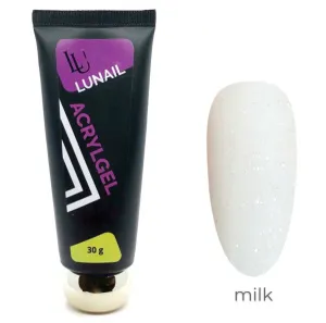 Acrygel Lunail - &quot;Milk&quot; молочный с шиммером &quot;04&quot;, 30 мл