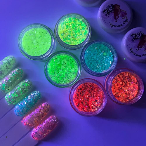 1745 Шестигрнники микс "Крылья феи" флуоресцентные, 2 гр